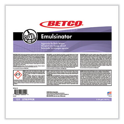 Betco Emulsinator Floor Stripper, Sassafras Scent, 5 gal Bag-in-Box (151B500)