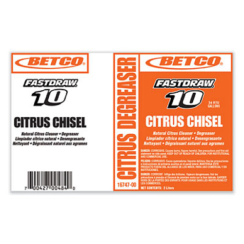 Betco FastDraw Citrus Chisel, Citrus Scent, 2 L Bottle, 4/Carton (1674700)