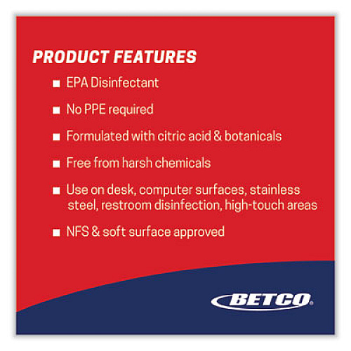 Betco GE Fight Bac RTU Disinfectant, Fresh Scent, 32oz Bottle, 12/Carton (3901200)