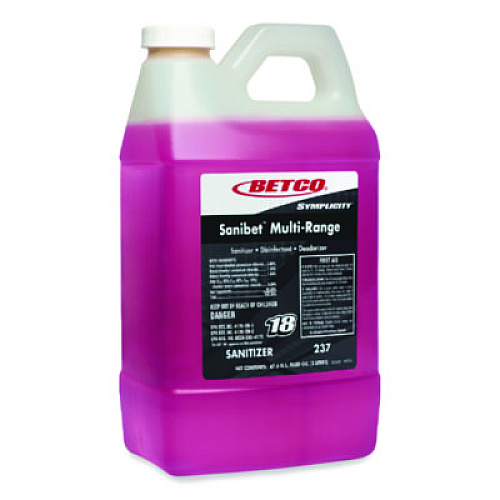 Betco Symplicity Sanibet Multi-Range FastDraw Sanitizer Disinfectant Deodorizer, 2 L Bottle, 4/Carton (2374700)