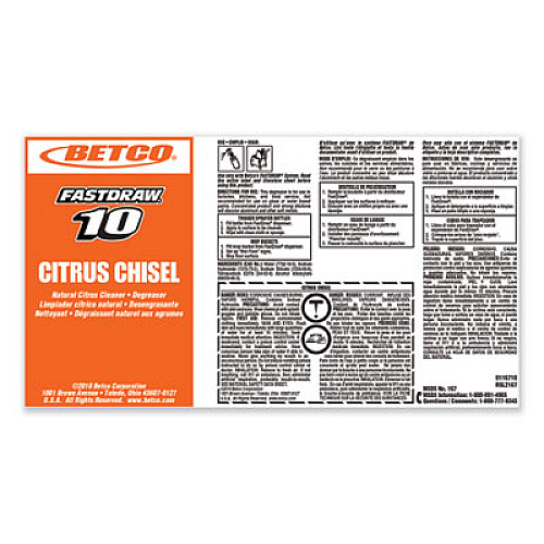 Betco FastDraw Citrus Chisel, Citrus Scent, 2 L Bottle, 4/Carton (1674700)