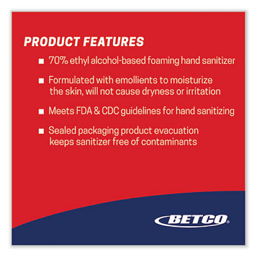 Betco Clario C3 Advanced Alcohol Foaming Sanitizer, 1,000 mL Bag, Citrus Scent, 6/Carton (7952900)