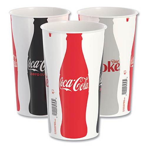 SOLO Double Sided Poly (DSP) Paper Cold Cups, 44 oz, Coca-Cola Design, 500/Carton (TPH445105820)