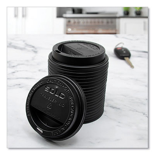 SOLO Traveler Cappuccino Style Dome Lid, Fits 10 oz Hot Cups, Plastic, Black, 1,000/Carton (TL31B2)