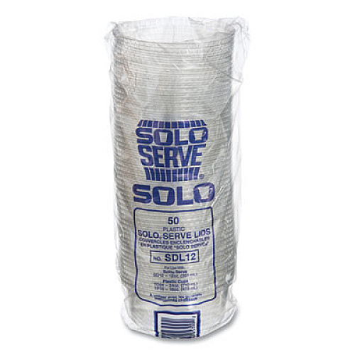 SoloServe PET Sundae Cup Lids, Fits 5.5 oz to 12 oz Sundae Cups, Plastic, Clear, 1,000/Carton (SDL12)