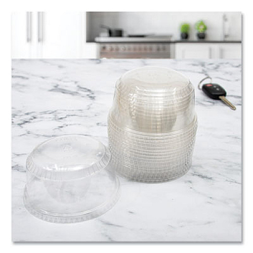 SoloServe PET Sundae Cup Lids, Fits 5.5 oz to 12 oz Sundae Cups, Plastic, Clear, 1,000/Carton (SDL12)