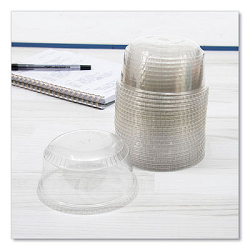 SoloServe PET Sundae Cup Lids, Fits 5.5 oz to 12 oz Sundae Cups, Plastic, Clear, 1,000/Carton (SDL12)