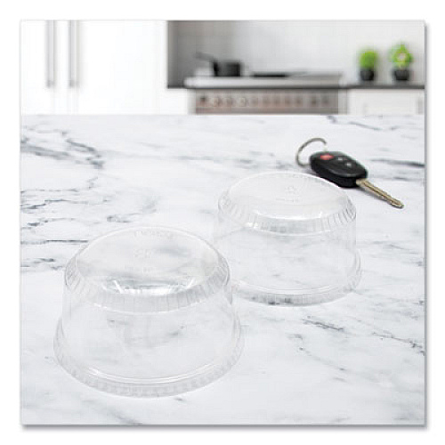 SoloServe PET Sundae Cup Lids, Fits 5.5 oz to 12 oz Sundae Cups, Plastic, Clear, 1,000/Carton (SDL12)