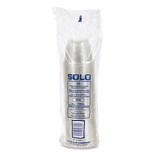 SOLO Sundae Cups, 8 oz, Plastic, Clear, 50/Bag, 20 Bags/Carton (SD8)