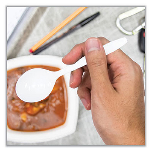 SOLO Reliance Mediumweight Cutlery, Soup Spoon, Plastic, White, 1,000/Carton (RSWS)