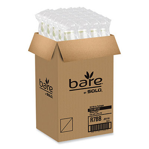 SOLO Bare Eco-Forward Paper Cold Cups, ProPlanet Seal, 7 oz, Green/White, 100/Sleeve, 20 Sleeves/Carton (R7BBBB)