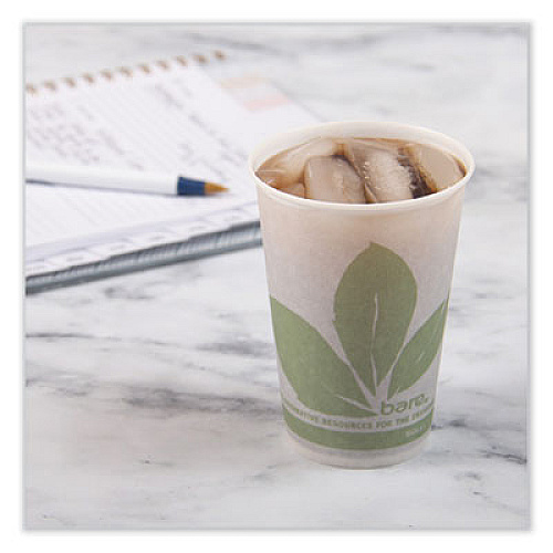 SOLO Bare Eco-Forward Paper Cold Cups, ProPlanet Seal, 7 oz, Green/White, 100/Sleeve, 20 Sleeves/Carton (R7BBBB)