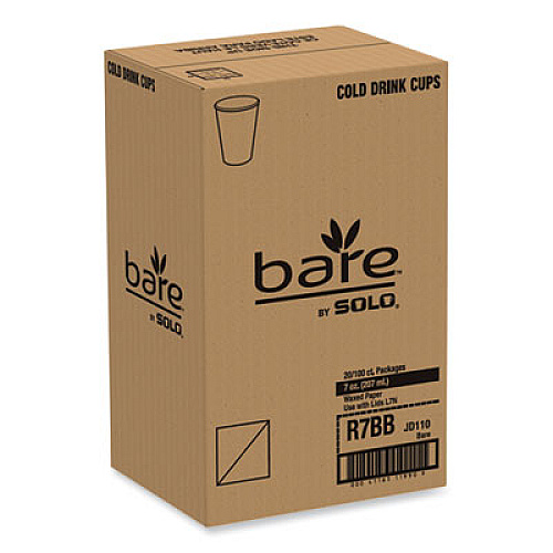 SOLO Bare Eco-Forward Paper Cold Cups, ProPlanet Seal, 7 oz, Green/White, 100/Sleeve, 20 Sleeves/Carton (R7BBBB)