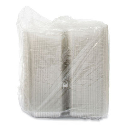 Dart StayLock Clear Hinged Lid Containers, 6.8 x 9.4 x 2.6, Clear, Plastic, 125/Pack, 2 Packs/Carton (PET32UT1)