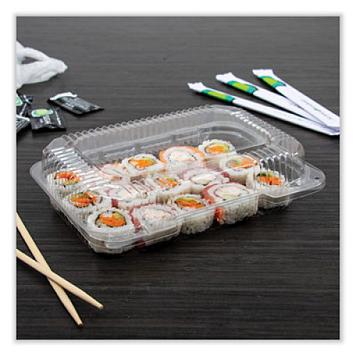 Dart StayLock Clear Hinged Lid Containers, 6.8 x 9.4 x 2.6, Clear, Plastic, 125/Pack, 2 Packs/Carton (PET32UT1)