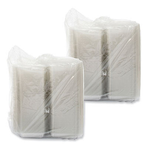 Dart StayLock Clear Hinged Lid Containers, 6.8 x 9.4 x 2.6, Clear, Plastic, 125/Pack, 2 Packs/Carton (PET32UT1)