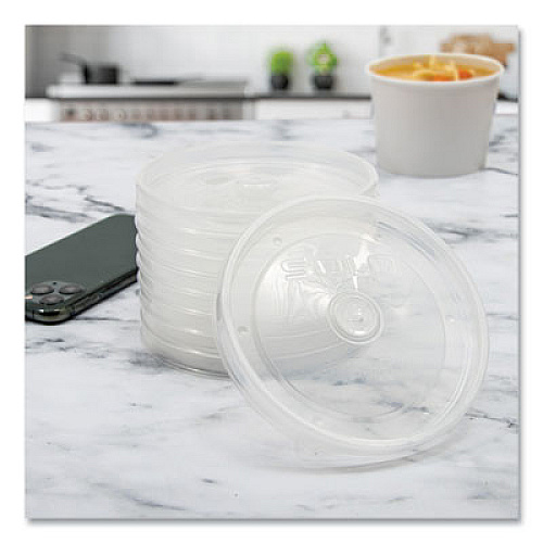 SOLO Polypropylene Vented Food Container Lids, Recessed, For 32 oz Food Containers, Clear, Plastic, 1,000/Carton (LPH4320090)