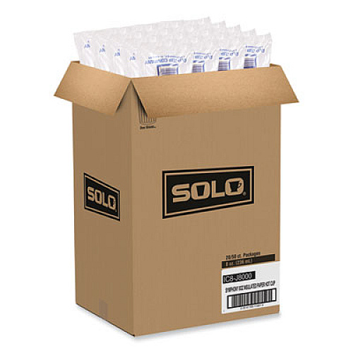 SOLO Symphony Duo-Shield Paper Hot Cup, 8 oz, White/Beige/Red, 50/Bag, 20 Bags/Carton (IC8SYM)
