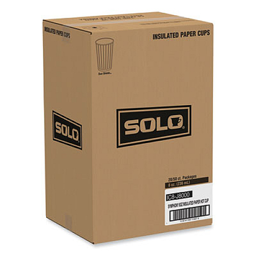 SOLO Symphony Duo-Shield Paper Hot Cup, 8 oz, White/Beige/Red, 50/Bag, 20 Bags/Carton (IC8SYM)