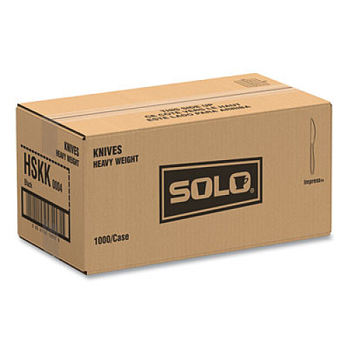 SOLO Impress Heavyweight Full-Length Polystyrene Cutlery, Knife, Plastic, Black, 1,000/Carton (HSKK)