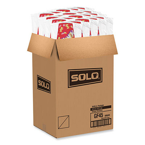SOLO Grease-Resistant Paper Munchie Cup Containers, ProPlanet Seal, 4.5 oz, 2.5" Diameter x 6.9" h, Munchies Design, 1,000/Carton (GF45)