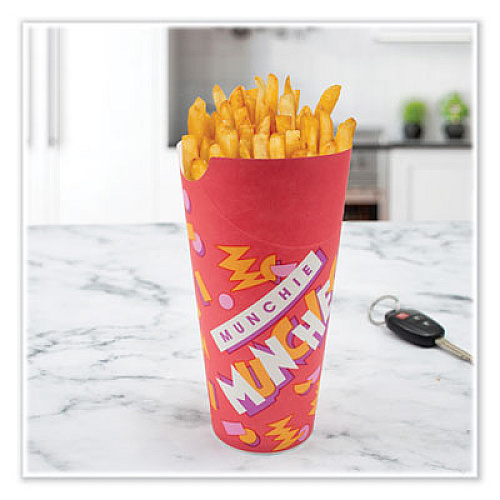 SOLO Grease-Resistant Paper Munchie Cup Containers, ProPlanet Seal, 4.5 oz, 2.5" Diameter x 6.9" h, Munchies Design, 1,000/Carton (GF45)