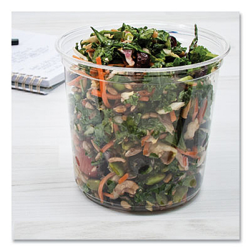SOLO Bare Eco-Forward RPET Deli Containers, ProPlanet Seal, 24 oz, 4.61" Diameter x 4.25" h, Clear, Plastic, 500/Carton (DM24R)