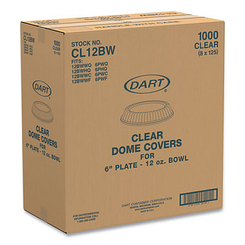 Dart Dome Covers, Fit 6" Disposable Plates and 10 oz to 12 oz Disposable Bowls, Clear, Plastic, 1,000/Carton (CL12BW)