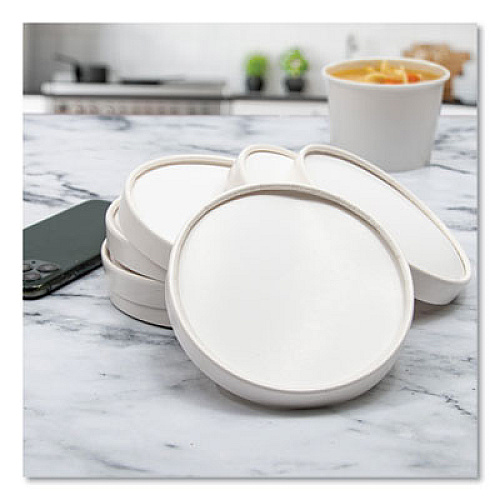 SOLO Flexstyle Double Sided Poly (DSP) Paper Lid, For 32 oz Food Containers, 4.6" Diameter x 0.7" h, White, Plastic, 500/Carton (CA32A)