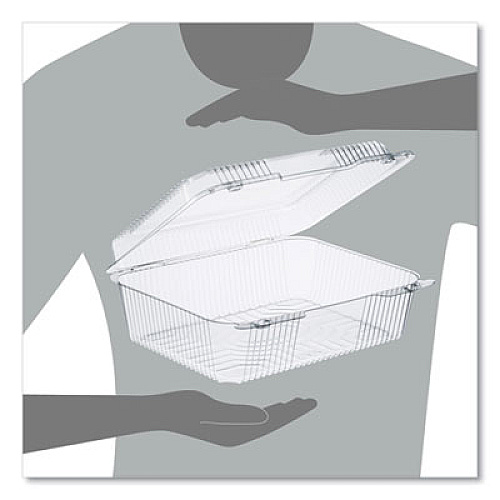 Dart StayLock Clear Hinged Lid Containers, 10.5 x 8.6 x 3.8, Plastic, 200/Carton (C80UT1)