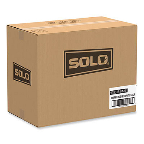 SOLO Creative Carryouts Hinged Plastic Hot Deli Boxes, 2 Compartments, 8.05 x 11.5 x 2.95, Black/Clear, 100/Carton (919018PM94)