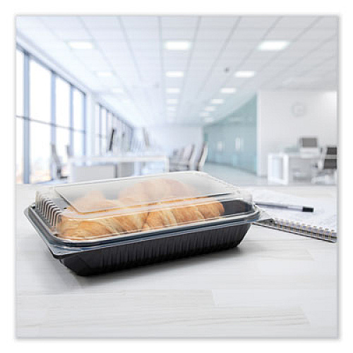 SOLO Creative Carryouts BoxLine Black Base/Clear Lid Hinged Containers, 3.9 x 6 x 1.8, Plastic, 500/Carton (850618PS94)
