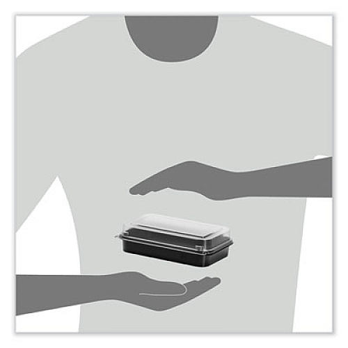 SOLO Creative Carryouts BoxLine Black Base/Clear Lid Hinged Containers, 3.9 x 6 x 1.8, Plastic, 500/Carton (850618PS94)