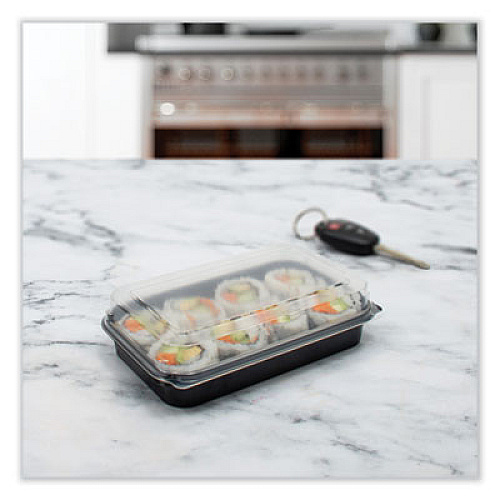 SOLO Creative Carryouts BoxLine Black Base/Clear Lid Hinged Containers, 3.9 x 6 x 1.8, Plastic, 500/Carton (850618PS94)