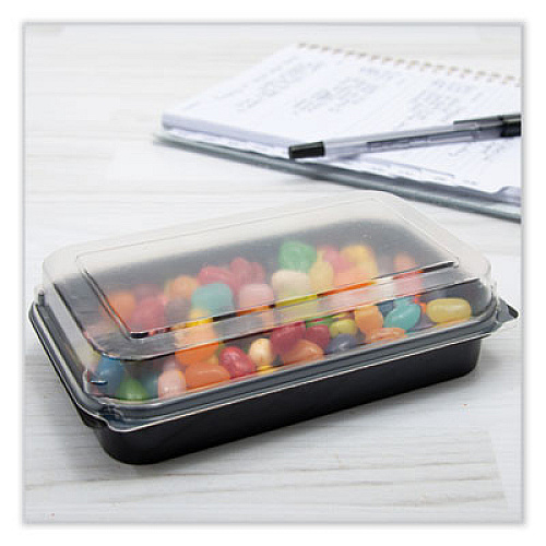 SOLO Creative Carryouts BoxLine Black Base/Clear Lid Hinged Containers, 3.9 x 6 x 1.8, Plastic, 500/Carton (850618PS94)