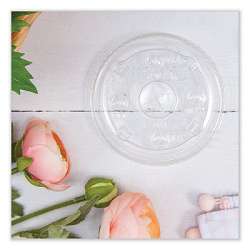 SOLO PETE Plastic Flat Straw-Slot Cold Cup Lids, Fits 12 oz to 24 oz Cold Cups, Plastic, Clear, 1,000/Carton (668NS)