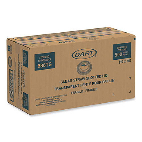 Dart Plastic Cold Cup Lids, Fits 32 oz Cold Cups, Plastic, Clear, 500/Carton (636TS)