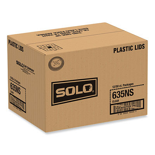 SOLO PETE Flat Straw-Slot Cold Cup Lids, Fits 28 oz to 32 oz Cold Cups, Plastic, Clear, 600/Carton (635NS)