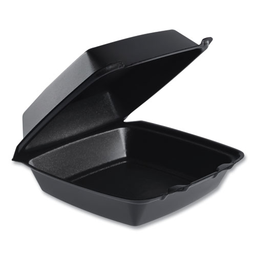 Insulated Foam Hinged Lid Containers, 7.96 x 8.36 x 3.2, Black, 200/Carton (85HTB1R)