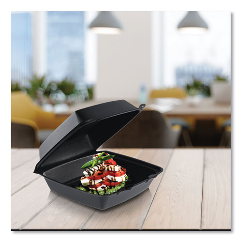 Insulated Foam Hinged Lid Containers, 7.96 x 8.36 x 3.2, Black, 200/Carton (85HTB1R)
