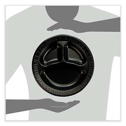Dart Quiet Class Laminated Foam Dinnerware, Plate, 10.25" dia, Black, 125/Pack, 4 Packs/Carton (10CPBQ)