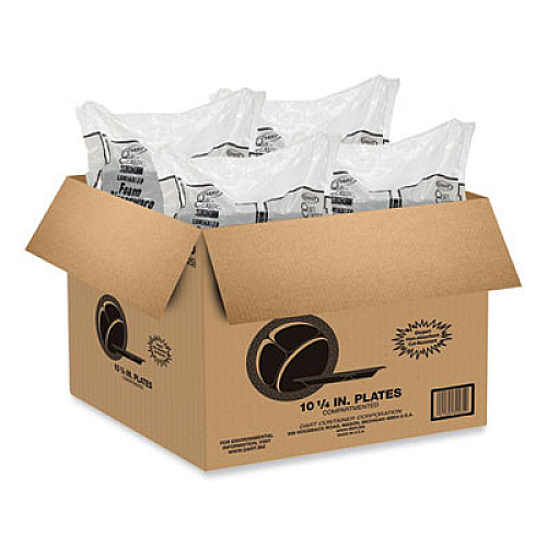 Dart Quiet Class Laminated Foam Dinnerware, Plate, 10.25" dia, Black, 125/Pack, 4 Packs/Carton (10CPBQ)
