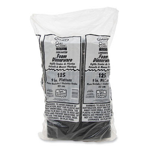 Dart Quiet Classic Laminated Foam Dinnerware, Platter, 6.7 x 9.8, Black, 500/Carton (9PRBQR)