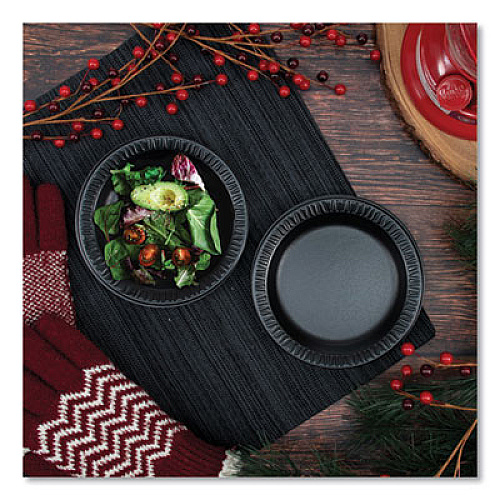 Dart Quiet Classic Laminated Foam Dinnerware Plates, 6" dia, Black, 125/Pack, 8 Packs/Carton (6PBQR)