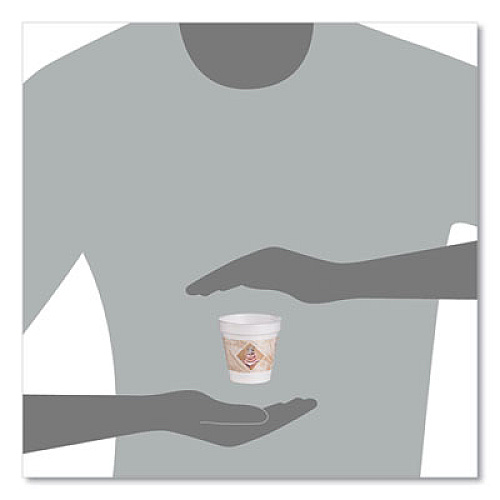Dart ThermoGlaze Insulated Foam Cups Stock Prints, 4 oz, White/Beige/Red, 1,000/Carton (4J4G)