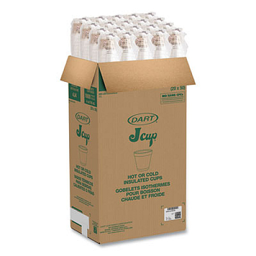 Dart ThermoGlaze Insulated Foam Cups Stock Prints, 4 oz, White/Beige/Red, 1,000/Carton (4J4G)
