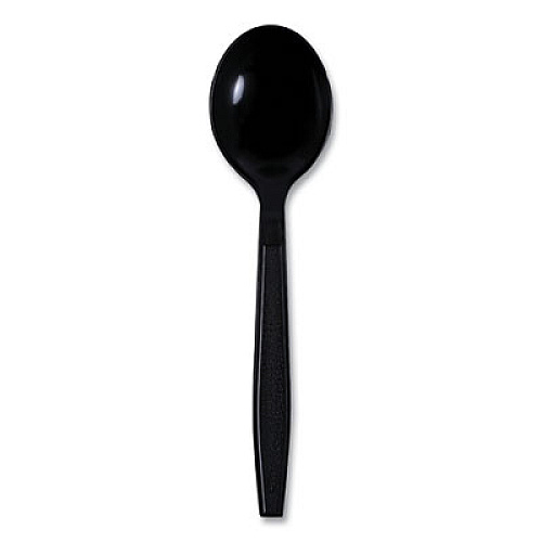 Boardwalk Heavyweight Wrapped Polypropylene Cutlery, Soup Spoon, Plastic, Black, 1,000/Carton (SSHWPPBIW)