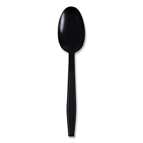 Boardwalk Heavyweight Wrapped Polypropylene Cutlery, Spoon, Plastic, Black, 1,000/Carton (TSHWPPBIW)