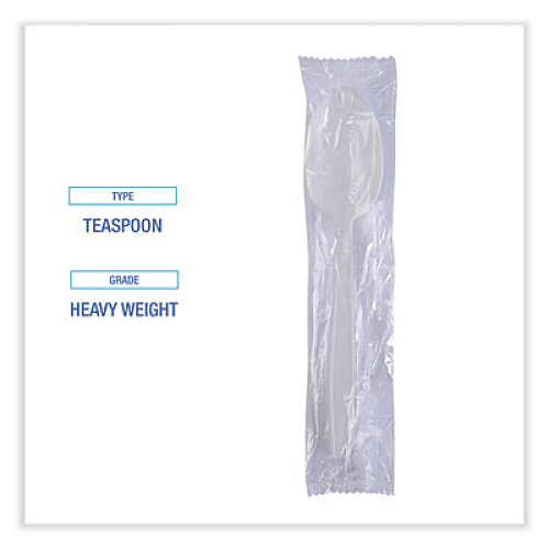 Boardwalk Heavyweight Wrapped Polypropylene Cutlery, Spoon, Plastic, White, 1,000/Carton (TSHWPPWIW)