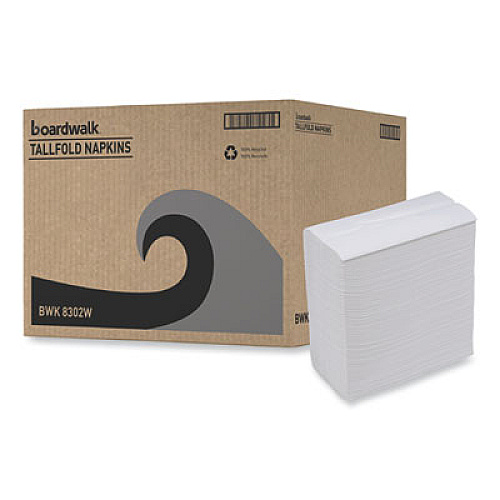 Boardwalk Tall Fold Dispenser Napkin, 12 x 7, White, 500/Pack, 20 Packs/Carton (8302W)